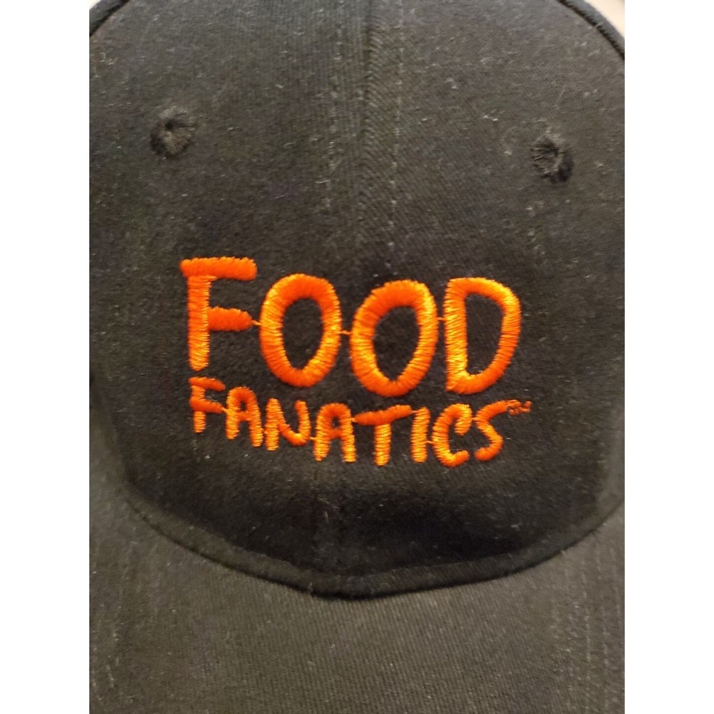 Food Fanatics Black Strapback Baseball Cap Adjustable Unisex‎ Chef Kitchen Hat
